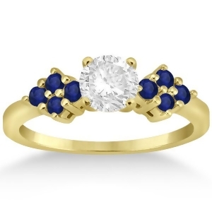 Designer Blue Sapphire Floral Engagement Ring 18k Yellow Gold 0.35ct - All