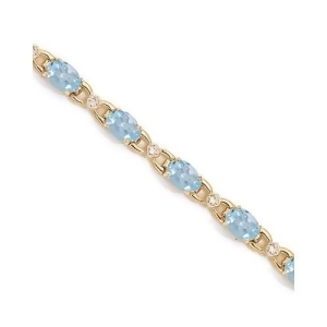 Diamond and Aquamarine Bracelet 14k Yellow Gold 10.26 ctw - All