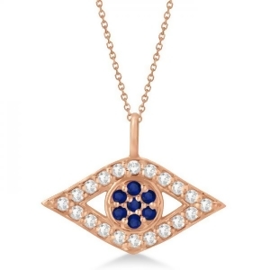 Evil Eye Diamond and Sapphire Pendant Necklace 14k Rose Gold 0.50ct - All