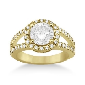Split Shank Pave Halo Diamond Engagement Ring 18k Yellow Gold 0.75ct - All