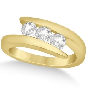 Three Stone Diamond Journey Ring Tension Set 14K Yellow Gold 0.60ctw - All