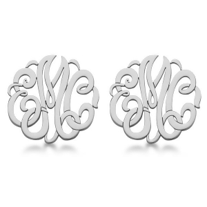 Personalized Monogram Post-Back Stud Earrings in Sterling Silver - All