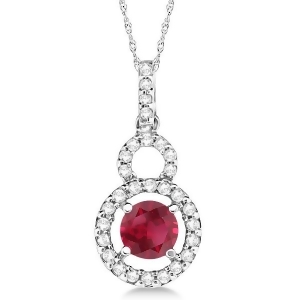 Dangle Drop Diamond and Ruby Pendant 14k White Gold 0.63ct - All