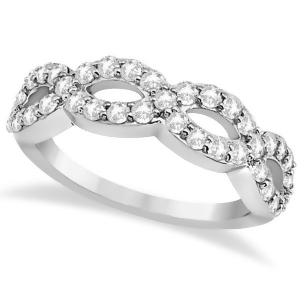 Pave Set Twisted Infinity Diamond Ring Band 18k White Gold 0.75ct - All