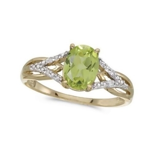 Oval Peridot and Diamond Cocktail Ring in 14K Yellow Gold 1.37 ctw - All