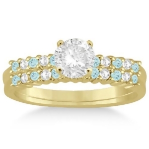 Petite Diamond and Aquamarine Bridal Set 18k Yellow Gold 0.35ct - All