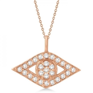 Evil Eye Diamond Pendant Necklace in 14k Rose Gold Pave Set 0.50ct - All
