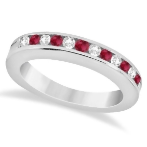 Semi-eternity Ruby and Diamond Wedding Band in Platinum 0.56ct - All
