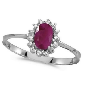 Ruby and Diamond Right Hand Flower Shaped Ring 14k White Gold 0.55ct - All
