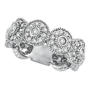 Venetian Eternity Diamond Ring With Circles 14k White Gold 1.26 ctw - All