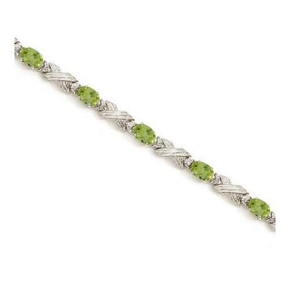 Peridot And Diamond Xoxo Link Bracelet In 14k White Gold 6 65ct Peridot And Diamond Xoxo Link Bracelet In 14k White Gold 6 65ct