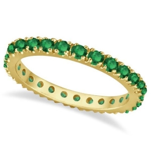 Emerald Eternity Stackable Ring Band 14K Yellow Gold 0.75ct - All