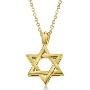 Classic Jewish Star of David Pendant Necklace Solid 14k Yellow Gold - All