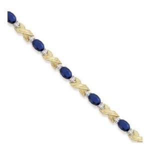 Blue Sapphire and Diamond Xoxo Link Bracelet 14k Yellow Gold 6.65ct - All