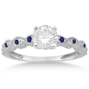 Vintage Marquise Blue Sapphire Engagement Ring Palladium 0.18ct - All