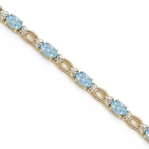 Oval Aquamarine and Diamond Link Bracelet 14k Yellow Gold 6.72 ctw - All
