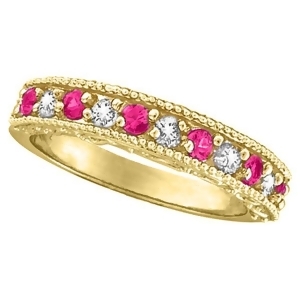 Designer Diamond and Pink Sapphire Ring in 14K Yellow Gold 0.61 ctw - All