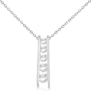Channel Set Graduated Diamond Journey Necklace 14K White Gold 1.05ct - All