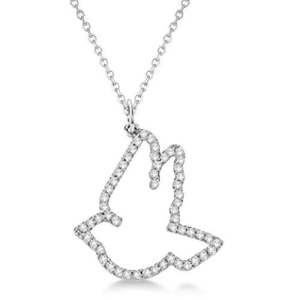 Diamond Dove Pendant Necklace 14k White Gold 0.25ct - All