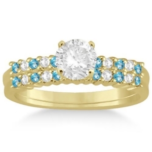 Petite Diamond and Blue Topaz Bridal Set 14k Yellow Gold 0.35ct - All