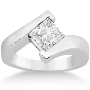 Princess Cut Tension Set Engagement Ring Setting 18k White Gold - All