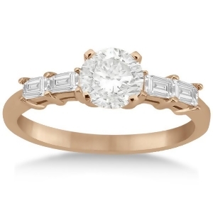 Five Stone Diamond Baguette Engagement Ring 18K Rose Gold 0.36ct - All