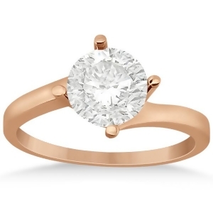 Curved Four-Prong Bypass Solitaire Engagement Ring 18k Rose Gold - All