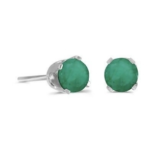 Round Emerald Studs Earrings in 14k White Gold 0.50ct - All