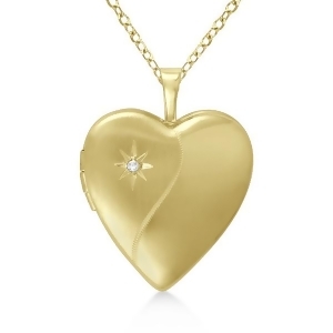 Gold Vermeil Split Heart-Shape Diamond Locket Necklace 0.01ct - All
