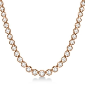 Eternity Diamond Tennis Necklace 14k Rose Gold 10.35ct - All
