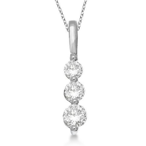 Three-stone Graduated Diamond Pendant Necklace 14K White Gold 0.50ct - All