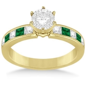 Channel Emerald and Diamond Engagement Ring 14k Yellow Gold 0.50ct - All