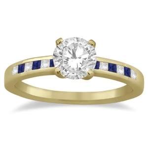 Princess Diamond and Blue Sapphire Engagement Ring 14k Yellow Gold 0.20ct - All