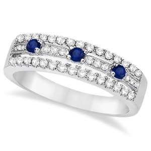 Blue Sapphire and Diamond Ring 14k White Gold 0.45ctw - All
