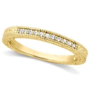Antique Style Pave Set Wedding Ring Band 14k Yellow Gold 0.30ct - All