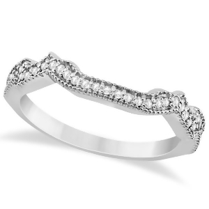 Contour Semi Eternity Diamond Wedding Band in 14k White Gold 0.17ct - All