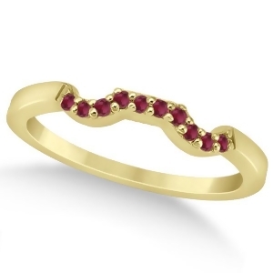 Pave Set Ruby Contour Style Wedding Band 14k Yellow Gold 0.15ct - All