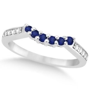 Floral Diamond and Sapphire Wedding Ring 14k White Gold 0.30ct - All