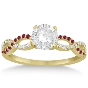 Infinity Diamond and Ruby Gemstone Engagement Ring 14K Yellow Gold 0.21ct - All