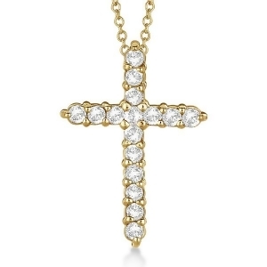 Diamond Cross Pendant Necklace 14kt Yellow Gold 0.50ct - All