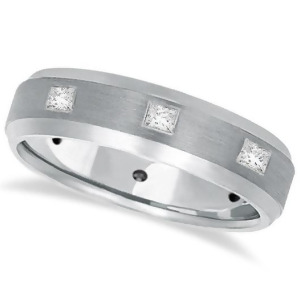 Princess-cut Diamond Ring Wedding Band For Men 14k White Gold 0.50ct - All