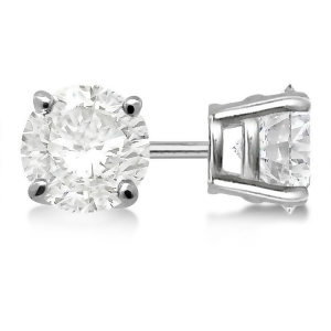 Round Diamond Stud Earrings 4-Prong Basket Setting In Platinum - All