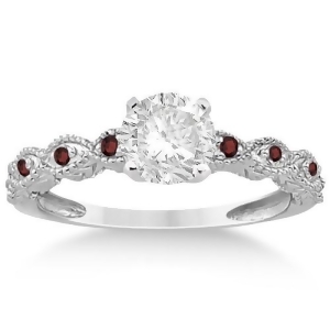 Vintage Marquise Garnet Engagement Ring 14k White Gold 0.18ct - All