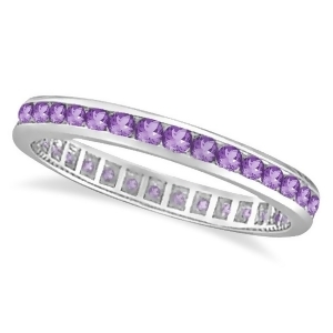 Amethyst Channel Set Eternity Ring Band 14k White Gold 1.00ct - All