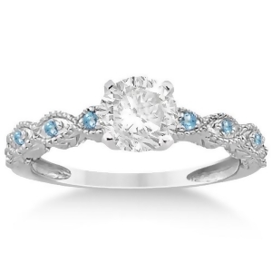 Vintage Marquise Blue Topaz Engagement Ring Palladium 0.18ct - All