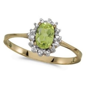 Peridot and Diamond Right Hand Flower Shaped Ring 14k Yellow Gold 0.55ct - All