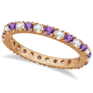 Diamond and Amethyst Eternity Ring Guard Band 14K Rose Gold 0.64ct - All