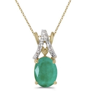 Emerald and Diamond Solitaire Pendant 14k Yellow Gold 1.10tcw - All