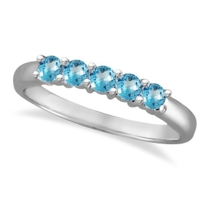 Five Stone Blue Topaz Ring 14k White Gold 0.79ctw - All