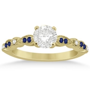 Blue Sapphire Diamond Marquise Engagement Ring 14k Yellow Gold 0.24ct - All